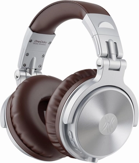 OneOdio Bluetooth Over Ear Headphones, 110 Hrs Wireless/Wired Stereo Sound Foldable Headsets with Deep Bass 50mm Neodymium Drivers for PC/Phone/Tablet - Studio Wireless Pro C, Silver over-ear headphones,closed back headphones,wireless studio cans,