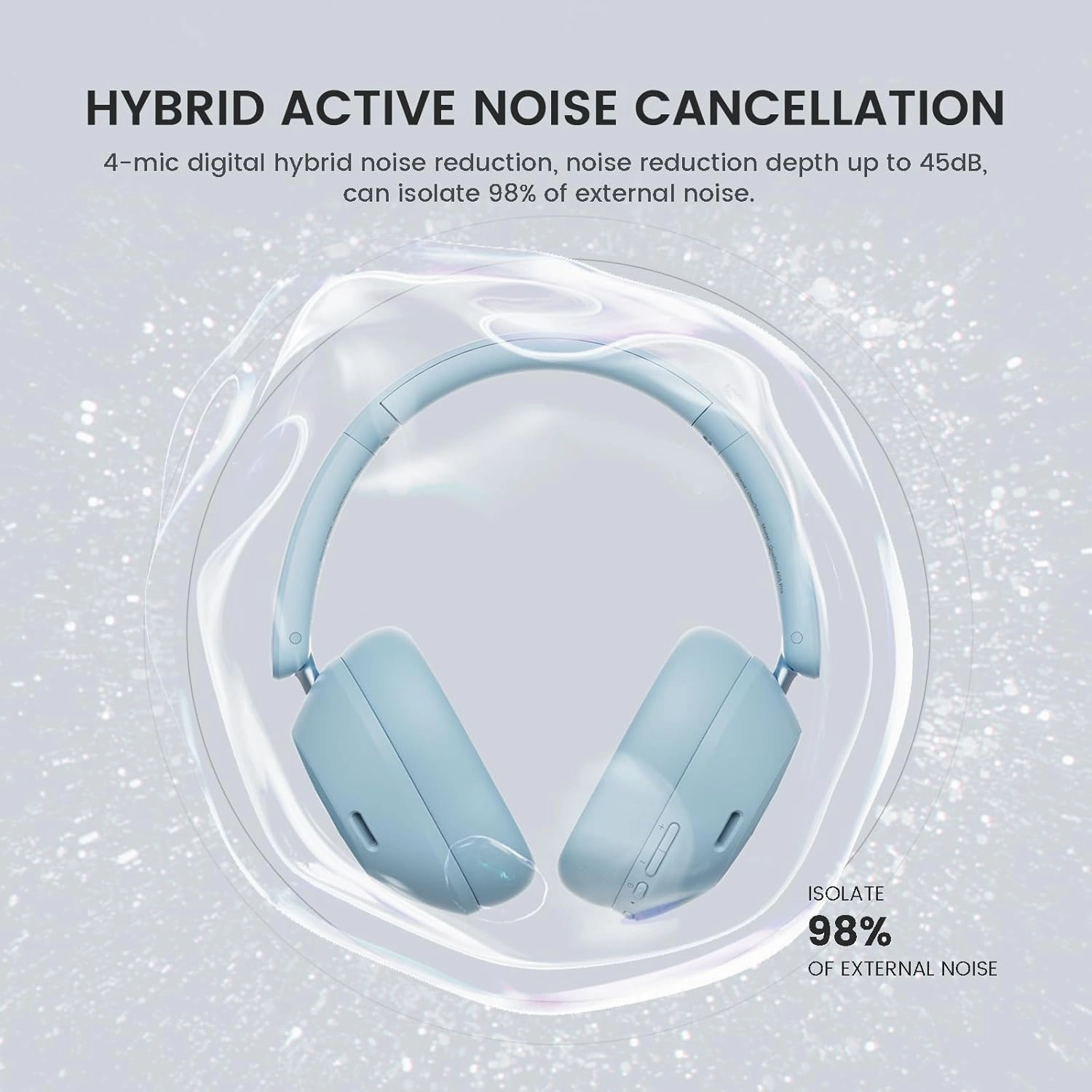 OneOdio Focus A5 Wireless Over-Ear Headphones, Hybrid Active Noise Cancelling, 75H Playtime, Hi-Res LDAC Wireless Audio, Bluetooth 5.4, Built-in Mic for Clear Calls, Low Latency Game Mode