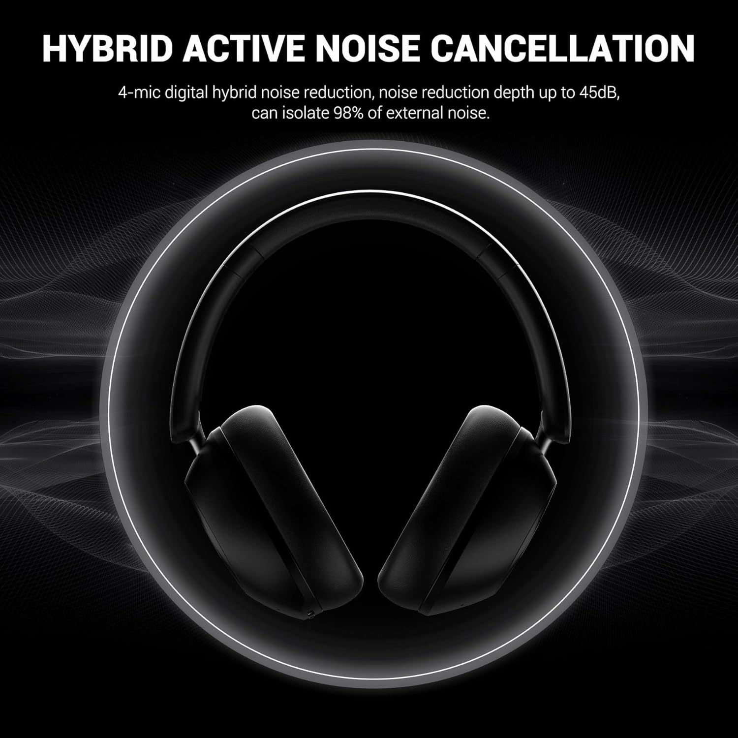 OneOdio Focus A5 Wireless Over-Ear Headphones, Hybrid Active Noise Cancelling, 75H Playtime, Hi-Res LDAC Wireless Audio, Bluetooth 5.4, Built-in Mic for Clear Calls, Low Latency Game Mode