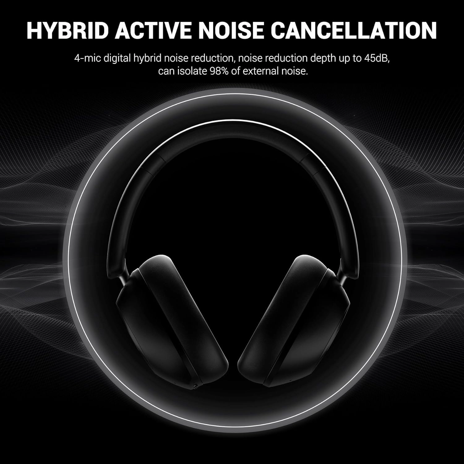 OneOdio Focus A5 Wireless Over-Ear Headphones, Hybrid Active Noise Cancelling, 75H Playtime, Hi-Res LDAC Wireless Audio, Bluetooth 5.4, Built-in Mic for Clear Calls, Low Latency Game Mode