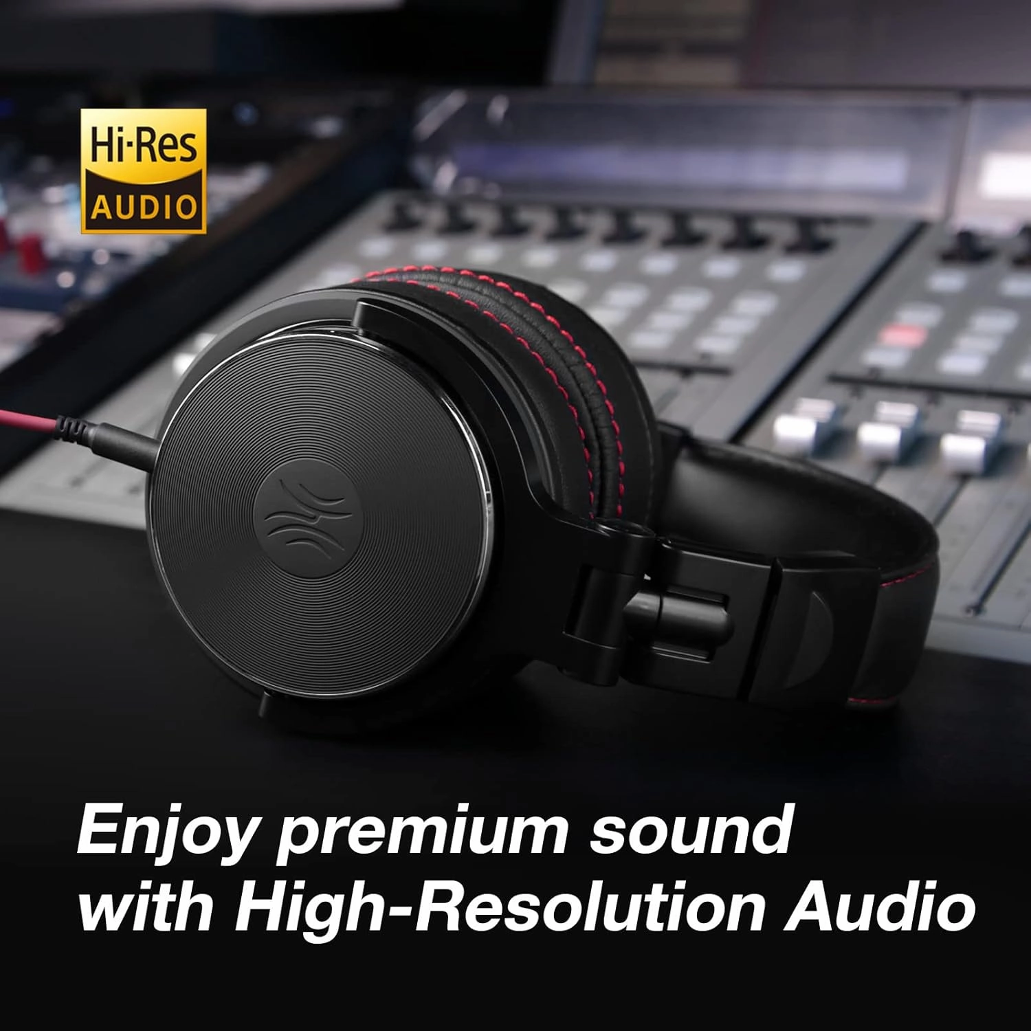 OneOdio Hi-Res Over Ear Headphones for Studio Monitoring and Mixing, Sound Isolation, Protein Leather Earcups, 50mm Driver Unit, Wired Headphones for AMP Guitar Keyboard (Pro-50 Black)
