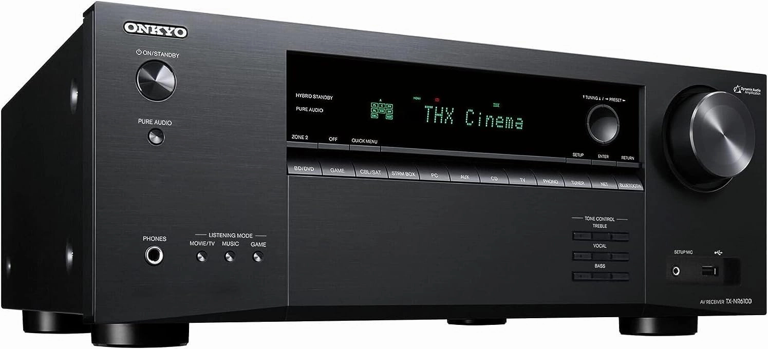 Onkyo TX-NR6100 7.2 Channel 8K Smart AV Receiver - THX Certified, Works with Sonos Certified, and Ultimate 4K Gaming Experience AV receiver,surround receiver,home theater amplifier,