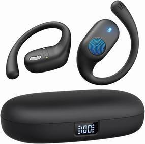 Open Ear Headphones, Bluetooth Headphones 5.3 Sports with Smart Digital Display, 36H Playtime, IP54 Waterproof, Wireless Earbuds Lightweight Design Fit Cycling, Running, Workout (Black) over-ear headphones,closed back headphones,wireless studio cans,