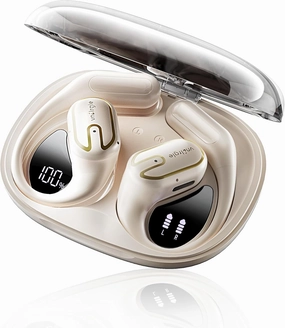 Open Ear Headphones Earbuds wireless - 5.4 Bluetooth Ear Buds with LED Digital Display IPX7 Waterproof, Wireless Headphones Touch Control Air Conduction Stereo Sound with 18.2mm Drivers 80H Playtime TWS earbuds,compact wireless buds,Bluetooth ear tips,