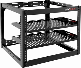 Open Frame 10U Rack for Networking, Servers, Audio, and Video Equipment, Heavy Duty 1U Vented Shelves, Wall Mounted Hardware or Floor Standing Support audio rack,hi-fi component stand,media shelf,