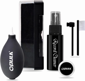 OPULA 6PCS Vinyl Record Cleaning Kit - Vinyl Record Cleaner Kit for LP Albums - Soft Velvet Record Brush, Air Blower, Stylus Gel, Cleaning Liquid, Stylus Brush, Brush for Velvet record cleaning kit,vinyl cleaner,stylus brush set,