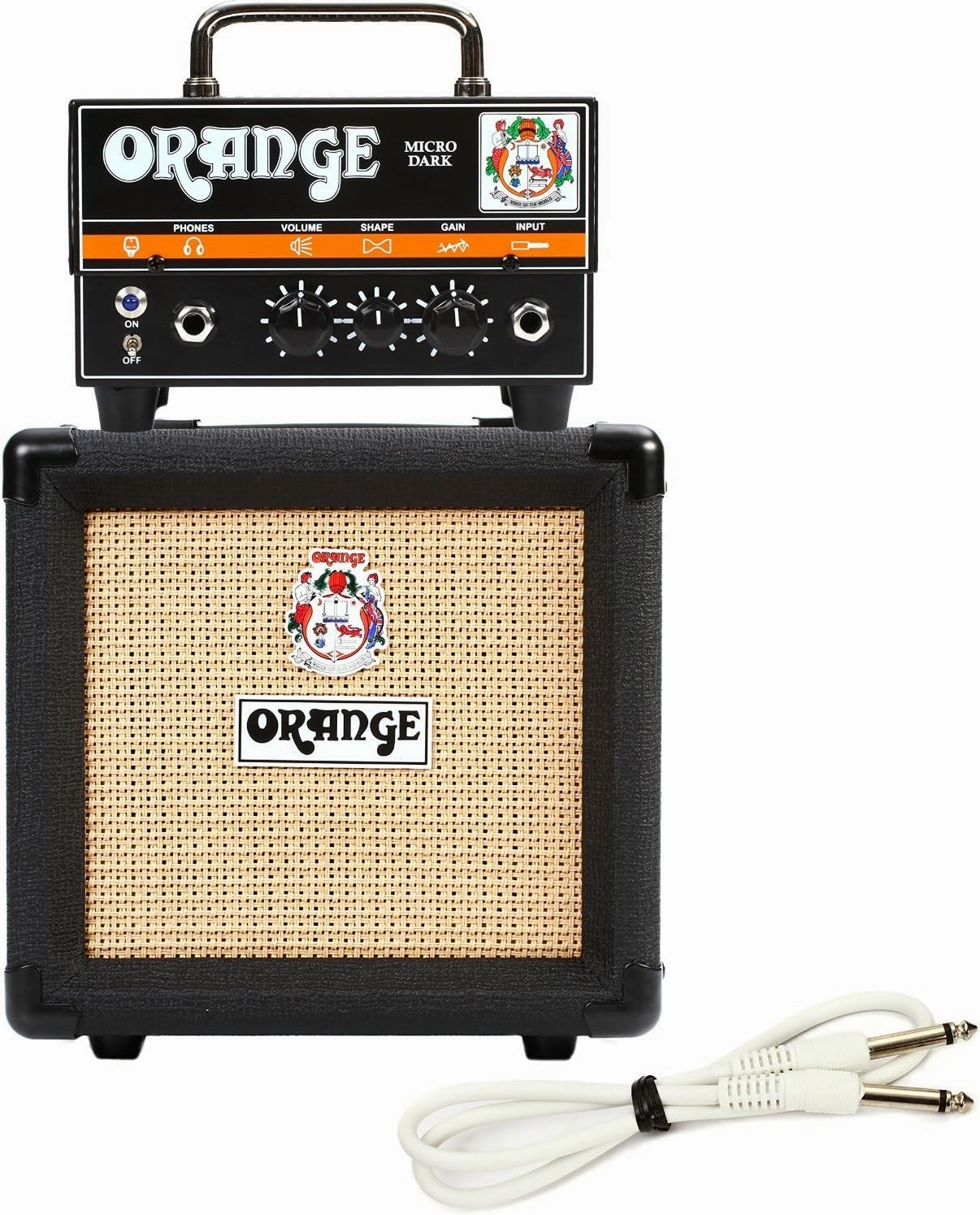 Orange Micro Dark Terror Hybrid Amp Head Mini Stack Combo w/ Cabinet and Speaker Cable, Black tube amplifier,valve amp,audiophile tube stereo,