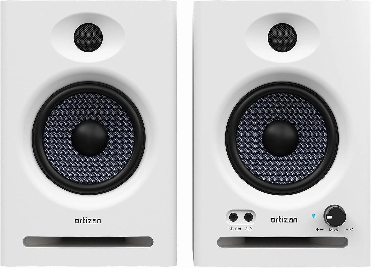 Ortizan C7 Dual-Mode 2.0 Studio Monitors, Active Monitor Speakers for Near Field Music Production, Bluetooth 5.3 Wireless Computer PC Monitor Gaming Bookshelf Speakers(Pair, White) studio monitors,nearfield speakers,mixing reference monitors,