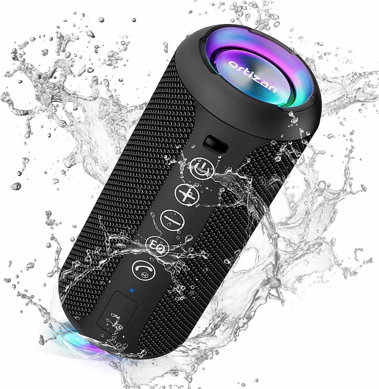 Ortizan Portable Bluetooth Speaker: IPX7 Waterproof, 24W Loud Sound, Deep Bass, Bluetooth 5.3, LED Lights, Wireless Stereo Pairing, 30H Playtime, for Home/Outdoor/Party/Beach, Birthday Gift (Black) floorstanding speakers,tower speakers,stereo floor speaker