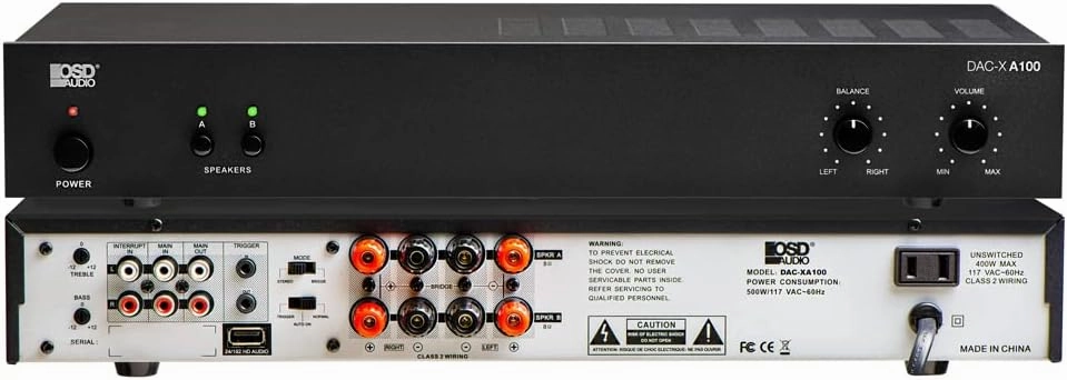 OSD DAC-XA100 100W RMS 2 Channel Class A Power Amplifier with 24/192 Hi-Res DAC Built in integrated amplifier,stereo receiver,hi-fi amp combo,