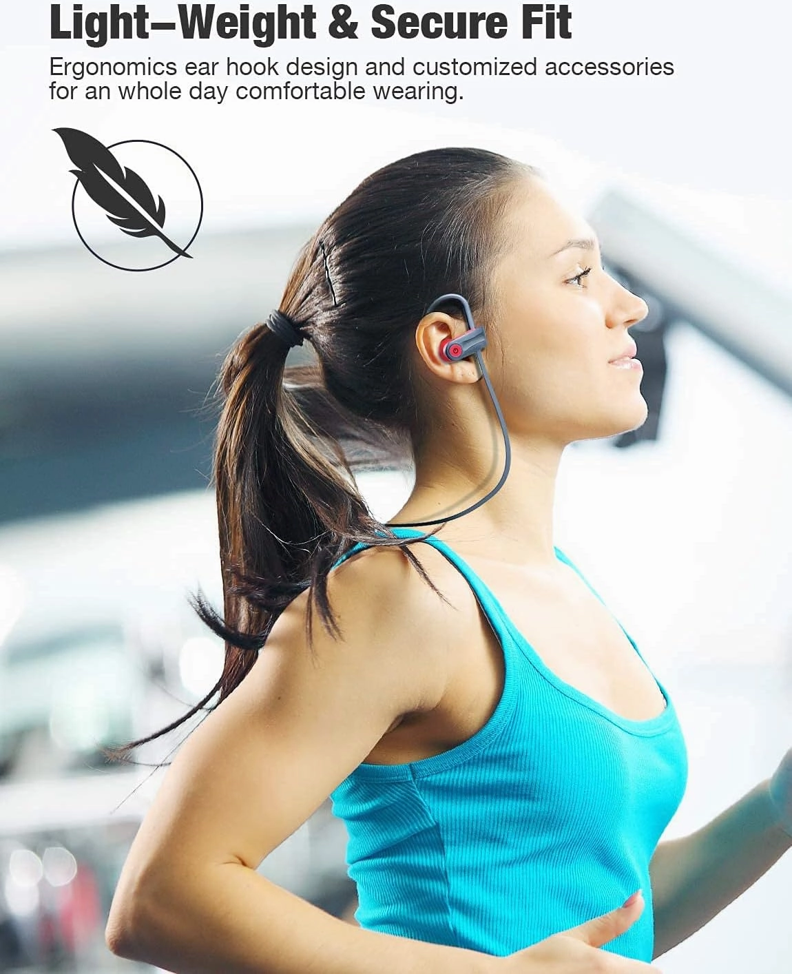 Otium Wireless Bluetooth 5.3 Sport Headphones Built-in Mic in Ear Running Headset with Earhooks 16 Hours Playtime