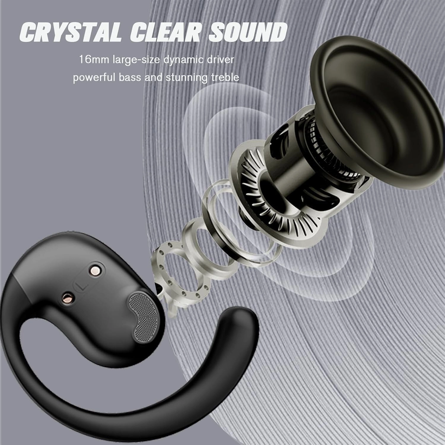 Out of Ear Open Ear Headphones Outside The Ear Wireless Ear Hanging Bluetooth Headset Ows Over The Ear Open Ear Buds Earbuds Outside The Ear Headphones Bone Air Conduction Earbuds Black