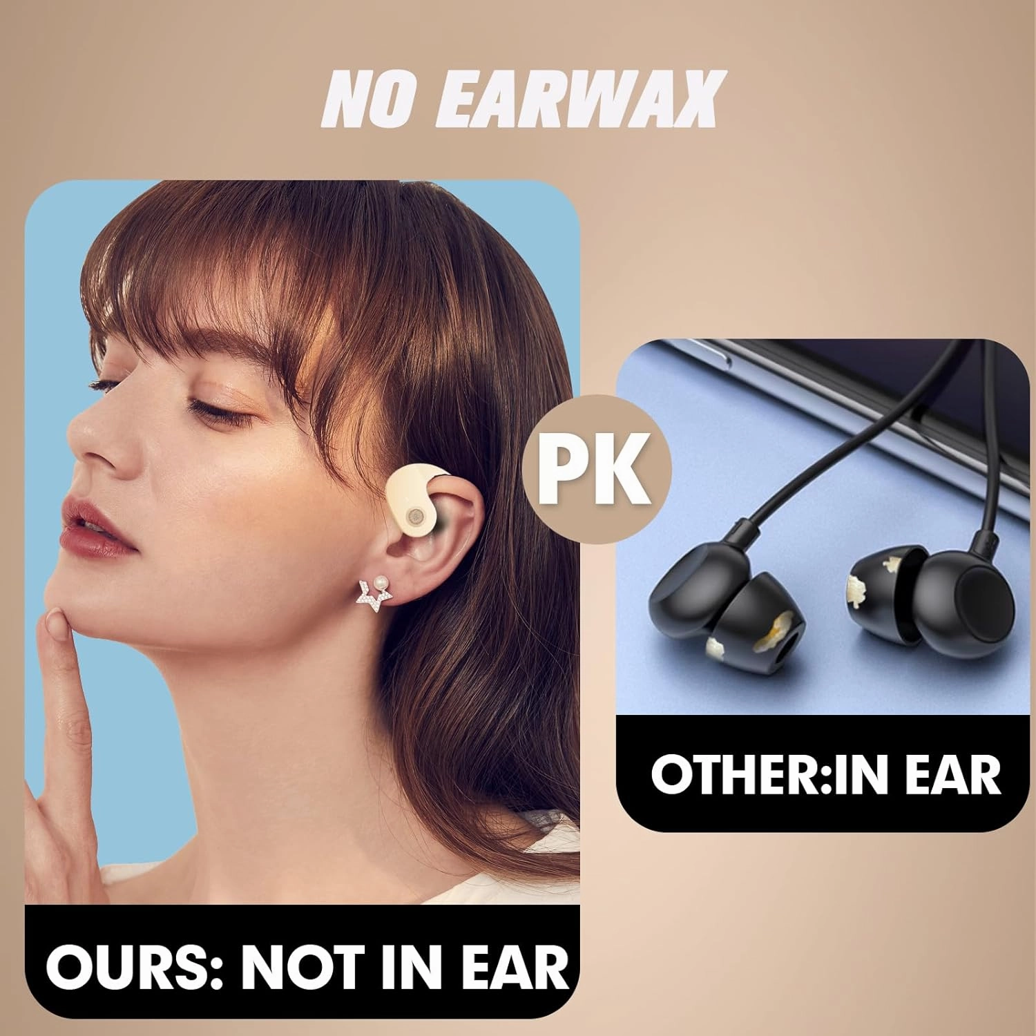 Out of Ear Open Ear Headphones Outside The Ear Wireless Ear Hanging Bluetooth Headset Ows Over The Ear Open Ear Buds Earbuds Outside The Ear Headphones Bone Air Conduction Earbuds Skin Tone