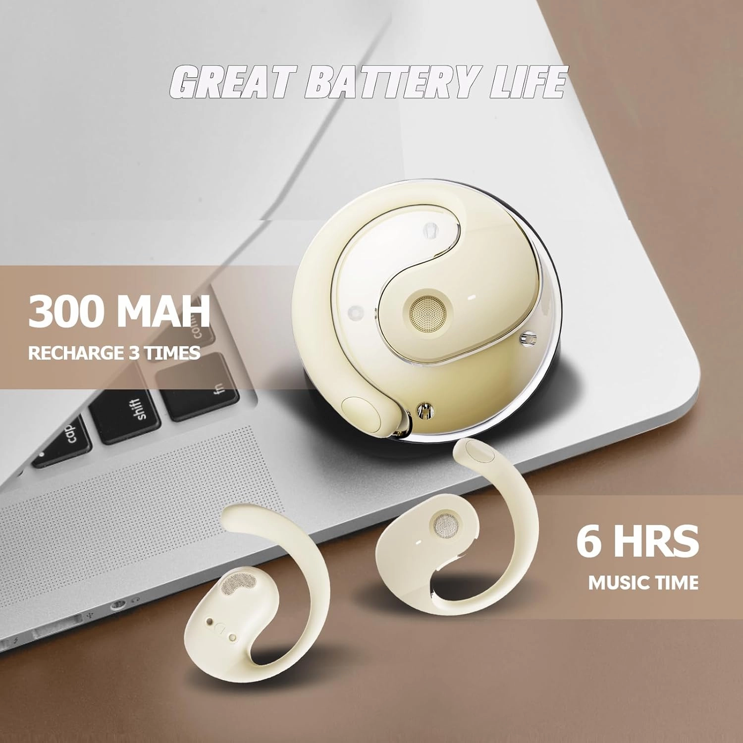 Out of Ear Open Ear Headphones Outside The Ear Wireless Ear Hanging Bluetooth Headset Ows Over The Ear Open Ear Buds Earbuds Outside The Ear Headphones Bone Air Conduction Earbuds Skin Tone