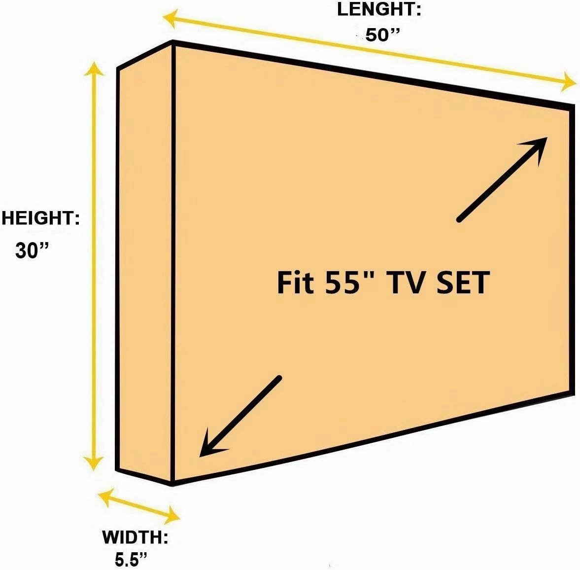 Outdoor 55" TV Set Cover,Scratch Resistant Liner Protect LED Screen Best-Compatible with Standard Mounts and Stands (Gray)