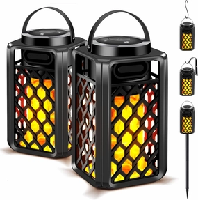 Outdoor Bluetooth Speakers, Tesoorda Waterproof Wireless Bluetooth Speaker with Torch Light, Portable LED Flame Speaker with Loud Sound for Camping Patio Home Decor, Gifts for Couples Dads Moms 2 pack outdoor speakers,weatherproof speakers,patio audio syst