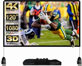 Outdoor Projector Screen with Stand 120 Inch: Foldable Movie Projection Screens - Portable Frame Screen for Home Theater & Camping 3D 4K HD Compatible Includes Carry Bag home cinema system,5.1 home theater,surround sound package,