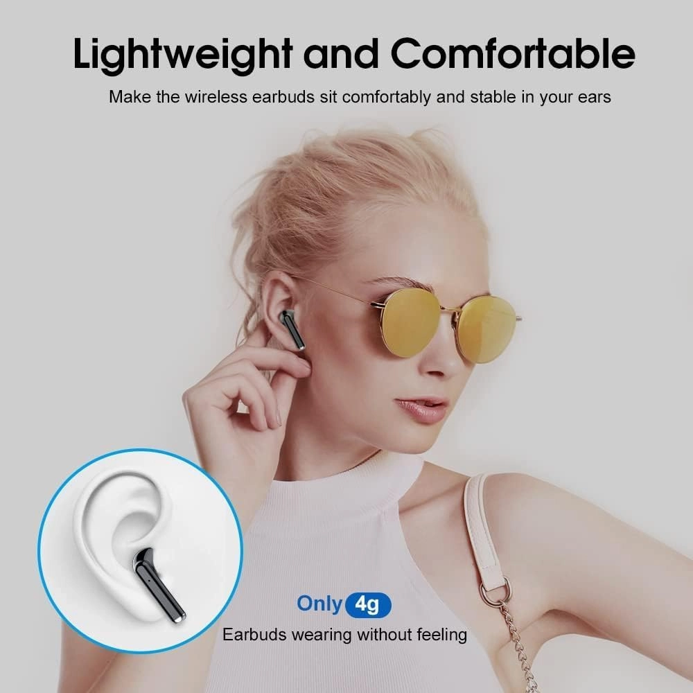 OYIB Wireless Earbuds, Bluetooth 5.3 Earphones with 4-Mics Clear Call, ENC Noise Cancelling Mic, Bluetooth Ear Buds Touch Control Stereo Sound, LED Display, Waterproof Running Headphones for Workout