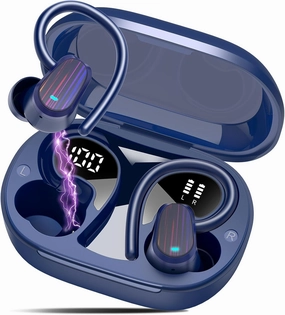 OYIB Wireless Earbuds Bluetooth 5.4 Headphones Sport, 50H Bluetooth Earbuds with Earhooks, Over Ear Bud Deep Bass with ENC Mic, IP7 Waterproof Wireless Earphone for Workout/Running, Dark Blue wireless earbuds,Bluetooth earphones,true wireless stereo,