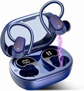 OYIB Wireless Earbuds Bluetooth 5.4 Headphones Sport, Stereo Deep Bass Bluetooth Earbuds with Earhooks, 50H Over Ear Bud with ENC Mic, IP7 Waterproof Wireless Earphone for Workout/Running, Navy Blue wireless earbuds,Bluetooth earphones,true wireless stereo