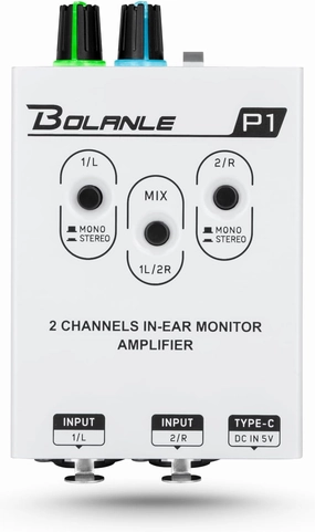 P1 Portable in Ear Monitor Amplifier, Headphone Amp with XLR and TRS Input 3.5mm Output, Headphone Amplifier with Stereo/Mono Switch for Keyboardists, Drummers, Guitar (Dual Channel) headphone amplifier,portable amp,desktop headphone amp,