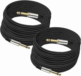 Pack of 2 Guitar Cables 1/4 Inch Instrument Cable with 6.33mm Straight TS Jack (16 Feet-2 Pack) speaker cable,audio wire,hi-fi speaker cord,