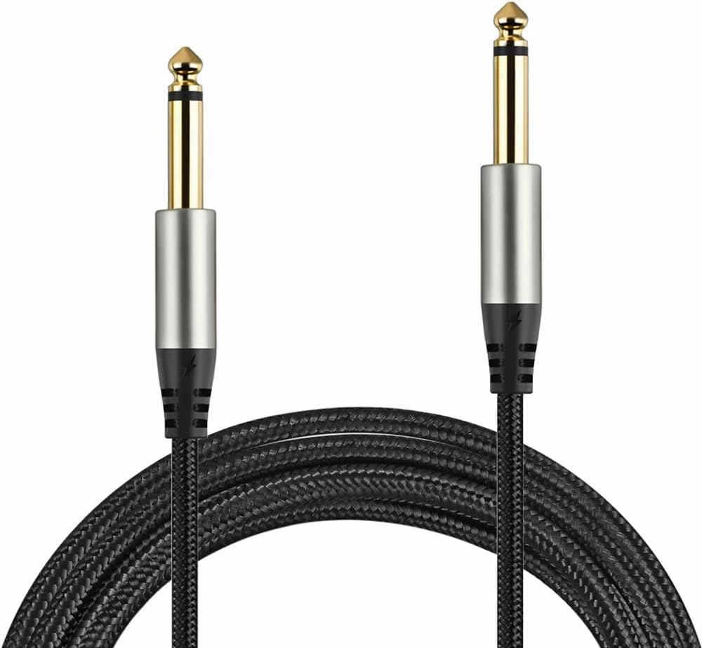 Pack of 2 Guitar Cables 1/4 Inch Instrument Cable with 6.33mm Straight TS Jack (16 Feet-2 Pack)