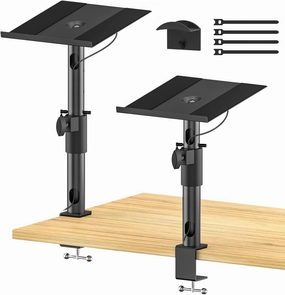 Pairs Desk Speaker Stands for Edifier, KRK, Klipsch, Polk, Yamaha, Sony and More Bookshelf Speakers, Adjustable Height, Tilt & Swivel Studio Monitor Stands for PreSonus, JBL NANO K Wr Headphone Holder studio monitors,nearfield speakers,mixing reference