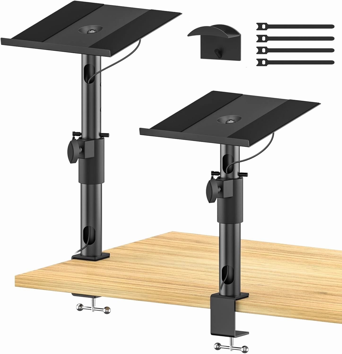 Pairs Desk Speaker Stands for Edifier, KRK, Klipsch, Polk, Yamaha, Sony and More Bookshelf Speakers, Adjustable Height, Tilt & Swivel Studio Monitor Stands for PreSonus, JBL NANO K Wr Headphone Holder studio monitors,nearfield speakers,mixing reference