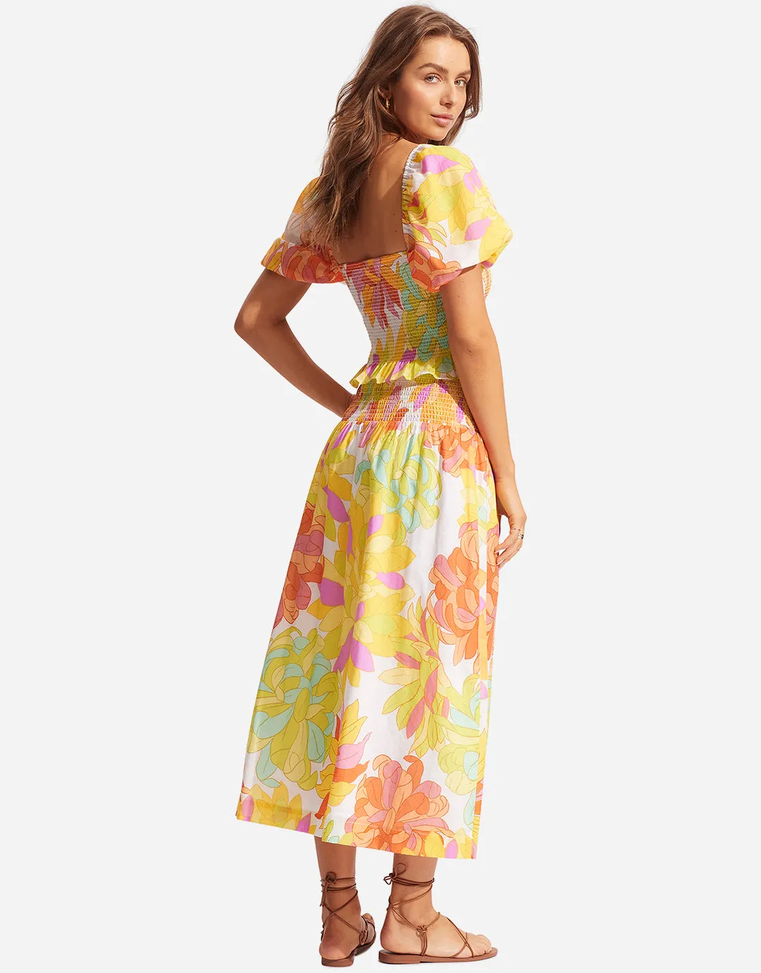 Palm Springs Shirring Top - Limelight