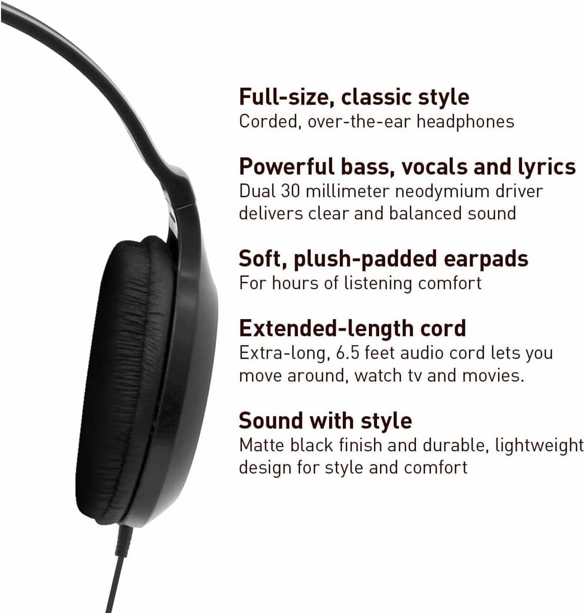 Panasonic Headphones, Lightweight Over the Ear Wired Headphones with Clear Sound and XBS for Extra Bass, Long Cord, 3.5mm Jack for Phones and Laptops  RP-HT161-K (Black)