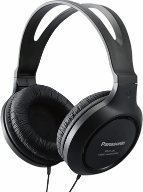 Panasonic Headphones, Lightweight Over the Ear Wired Headphones with Clear Sound and XBS for Extra Bass, Long Cord, 3.5mm Jack for Phones and Laptops  RP-HT161-K (Black) over-ear headphones,closed back headphones,wireless studio cans,