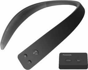 Panasonic WN10 Wireless Wearable TV Neck Speaker with Easy Set Up, Bluetooth, Connect to Two Devices, Built-in Microphone for Hands-Free Calling, Splashproof with IPX4 - SC-WN10PP-K wireless speakers,portable Bluetooth speaker,multiroom speaker,