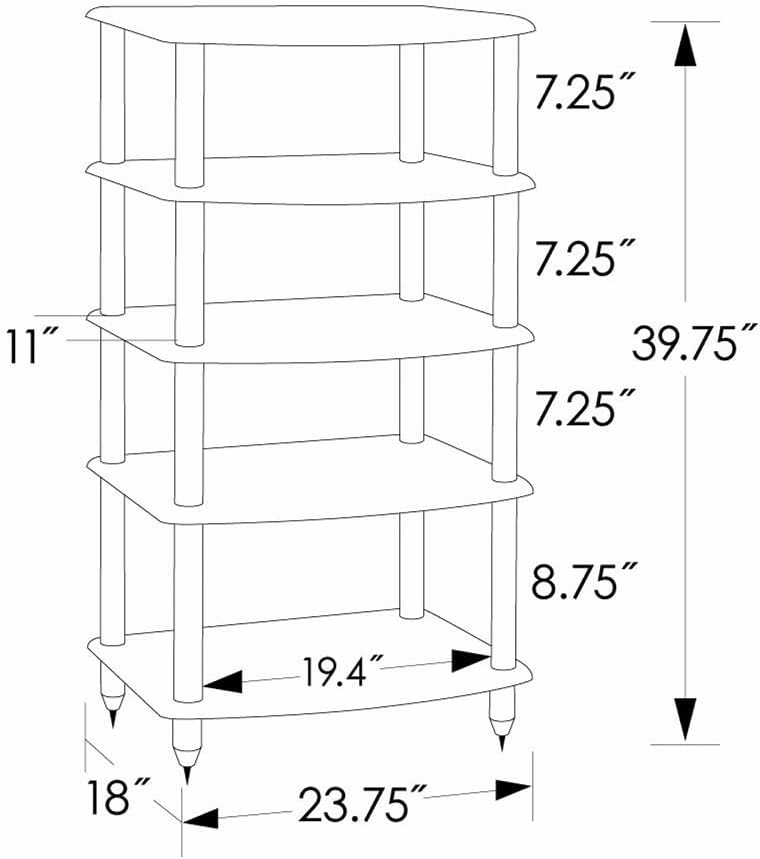 Pangea Audio Vulcan Five Shelf Audio Rack, Media Stand, and Components Cabinet 5 Shelf Rosenut Red