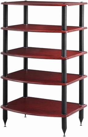 Pangea Audio Vulcan Five Shelf Audio Rack, Media Stand, and Components Cabinet 5 Shelf Rosenut Red audio rack,hi-fi component stand,media shelf,
