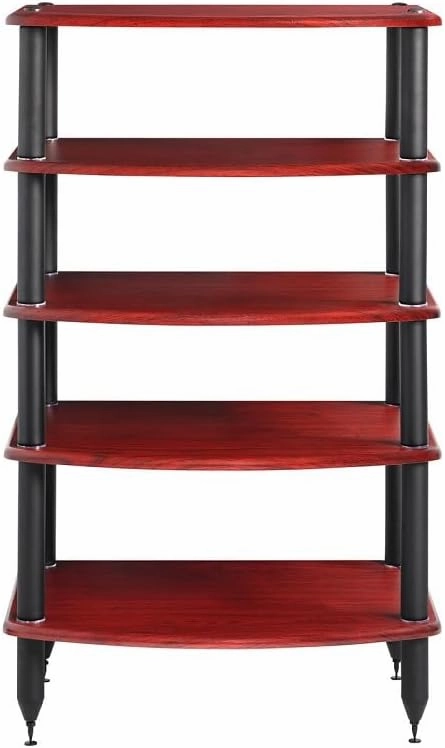 Pangea Audio Vulcan Five Shelf Audio Rack, Media Stand, and Components Cabinet 5 Shelf Rosenut Red