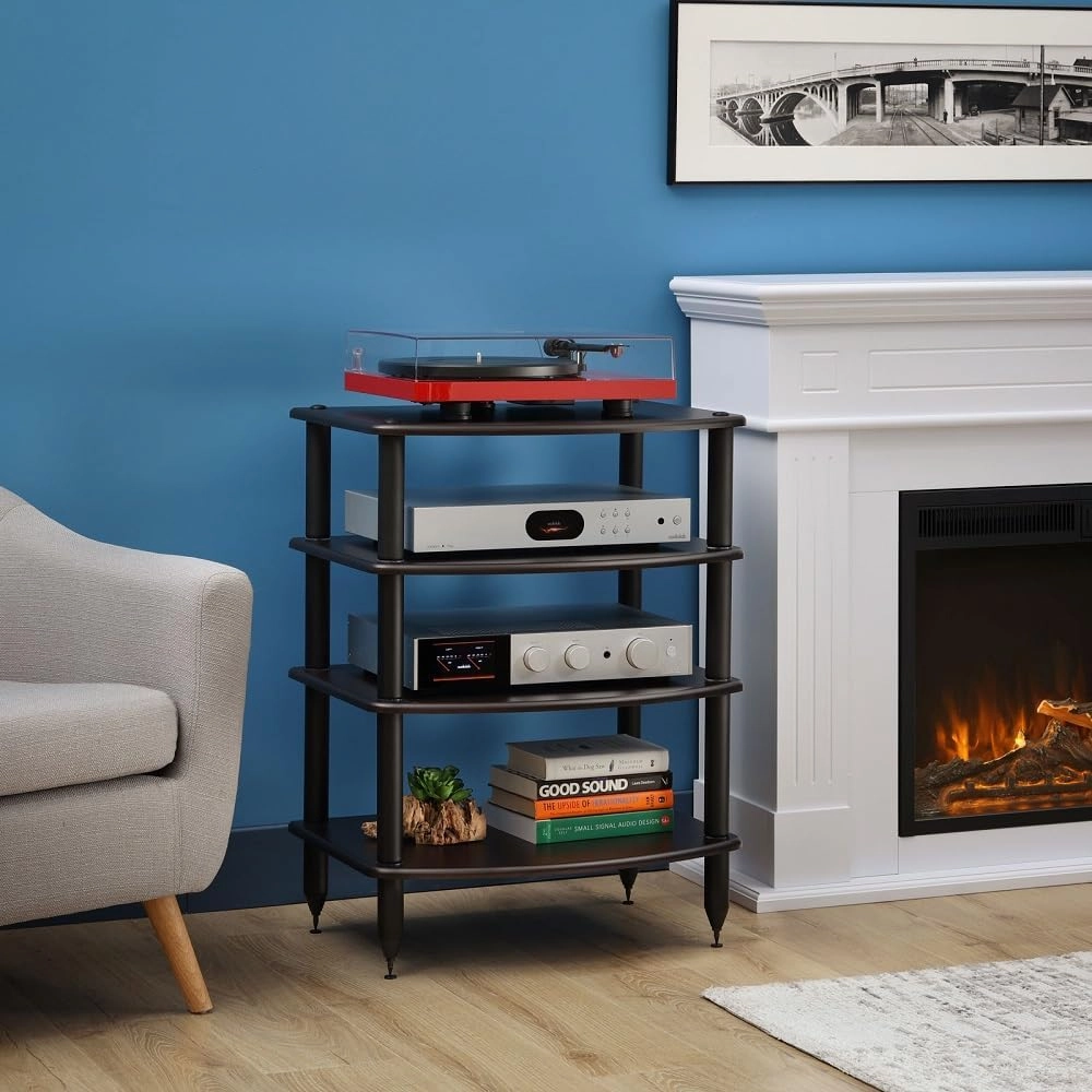 Pangea Audio Vulcan Four Shelf Audio Rack, Media Stand, and Components Cabinet 4 Shelf Espresso
