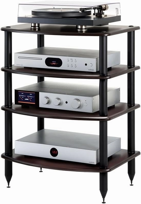 Pangea Audio Vulcan Four Shelf Audio Rack, Media Stand, and Components Cabinet 4 Shelf Espresso