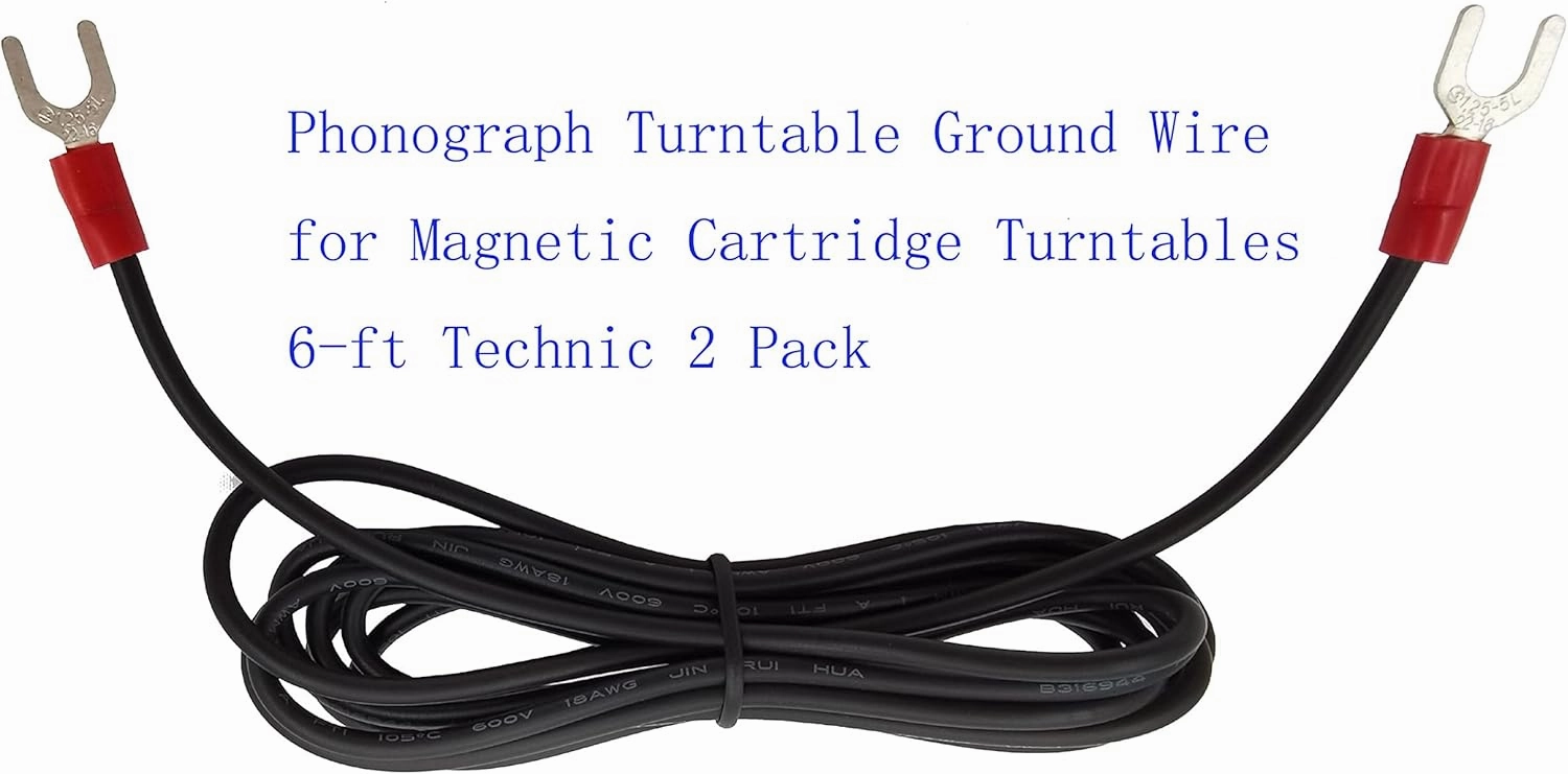 Parts Shop Phonograph Turntable Ground Wire for Magnetic Cartridge Turntables, 6-ft Technic (2 Pack)