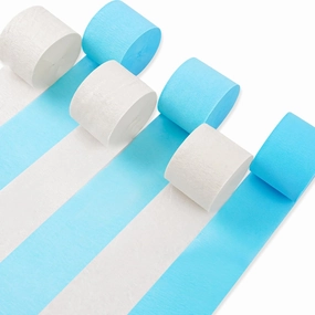 PartyWoo Crepe Paper Streamers 6 Rolls 492ft, Pack of Light Blue and White Crepe Paper Streamers, Crepe Paper for Birthday Decorations, Party Decorations, Wedding Decorations (1.8 in x 82 Ft/Roll) network streamer,wireless audio player,Wi-Fi music streamer