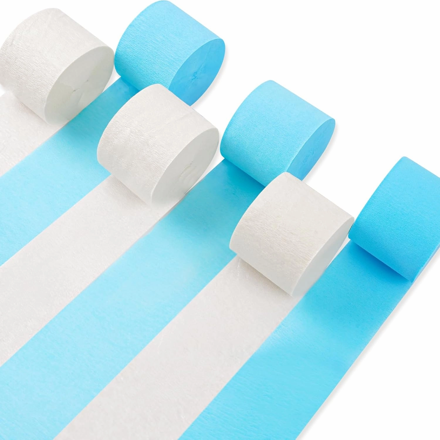 PartyWoo Crepe Paper Streamers 6 Rolls 492ft, Pack of Light Blue and White Crepe Paper Streamers, Crepe Paper for Birthday Decorations, Party Decorations, Wedding Decorations (1.8 in x 82 Ft/Roll) network streamer,wireless audio player,Wi-Fi music streamer