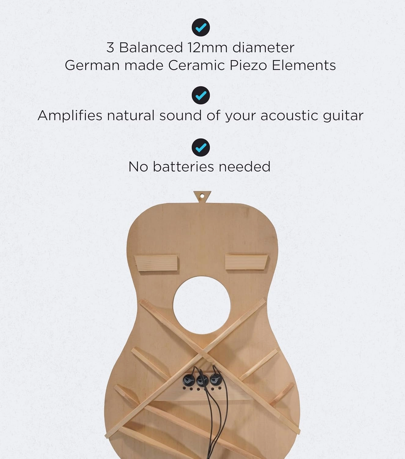 Passive Piezo Acoustic Pickup  EP201KM Three Balanced German-made Passive Pickup Elements  Piezo Pickup for Acoustic Guitars (Ceramic)