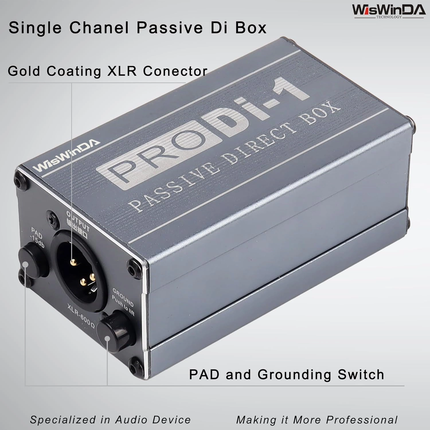 Passive Stereo Direct Box Single Channel Pro XLR Input 1/4 Output Low Distortion Free Phase Distortion for Musical Instruments (Single Channel Pro Passive Direct Box)