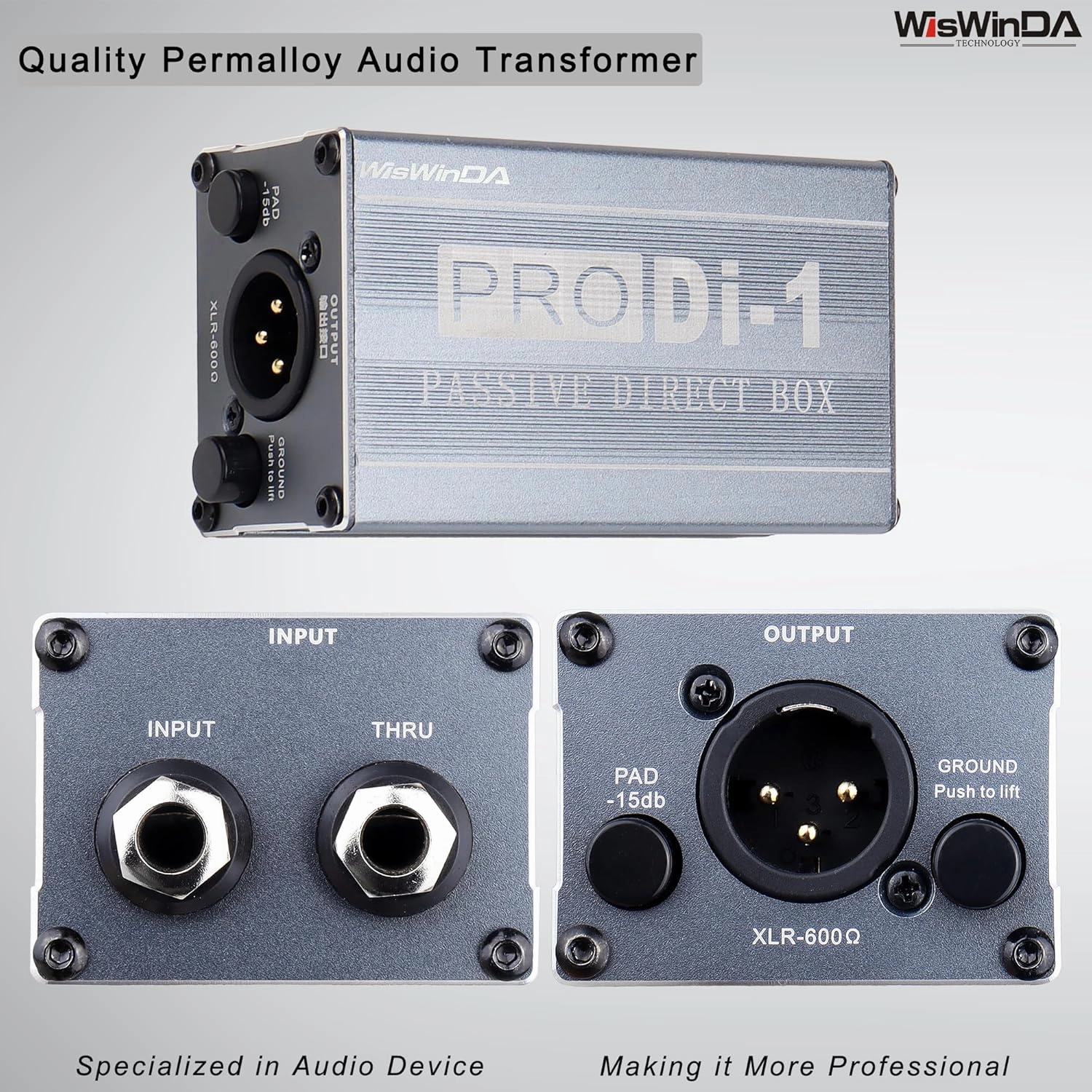 Passive Stereo Direct Box Single Channel Pro XLR Input 1/4 Output Low Distortion Free Phase Distortion for Musical Instruments (Single Channel Pro Passive Direct Box)