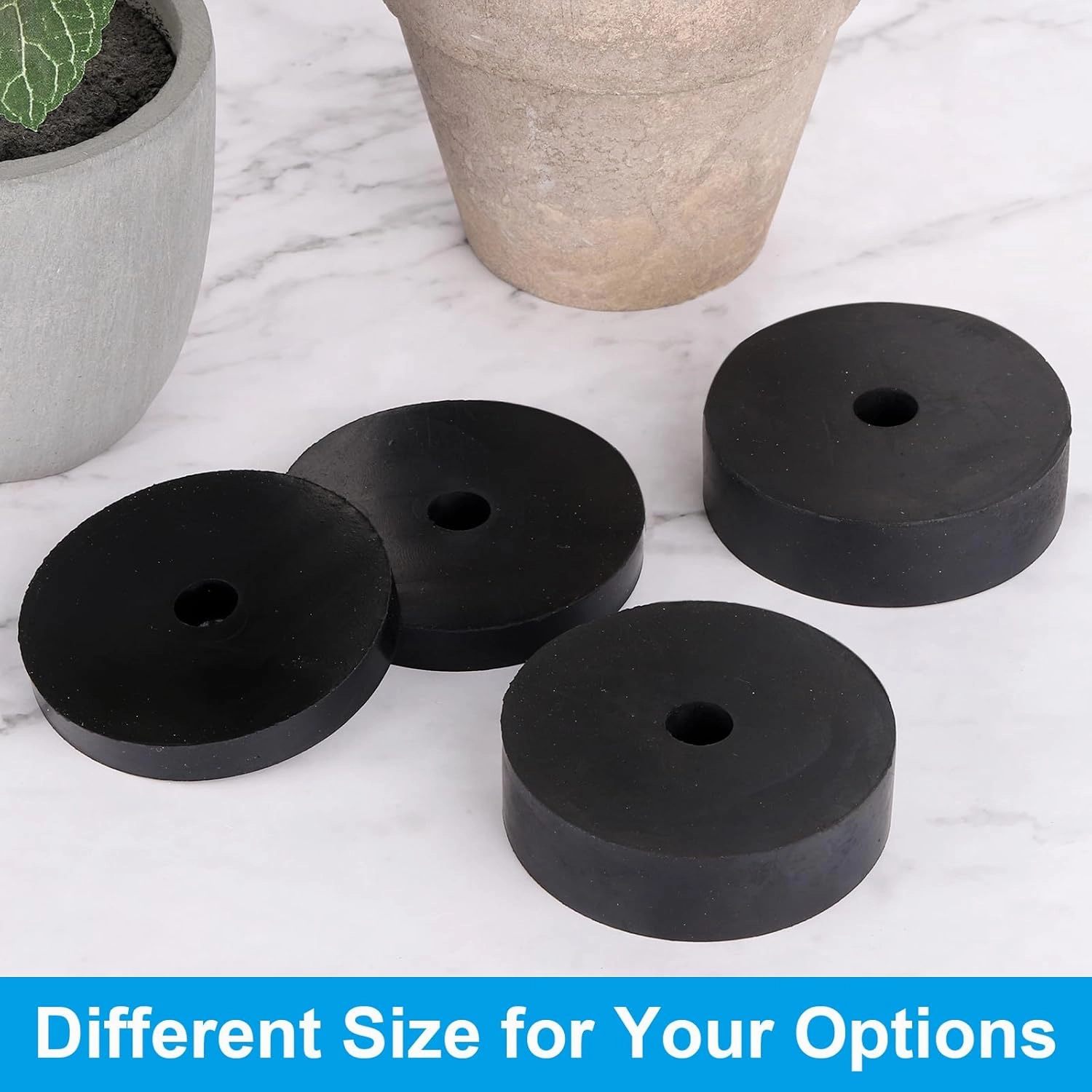 PATIKIL Vibration Isolation Washer 3" OD 0.5" ID 0.8" Thick, 4 Pack Rubber Round Anti Mechanical Damping Feet Pads, Black