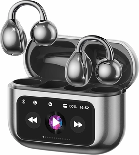 PAXA M100 Clip On Ear Headphones, Open Ear Earbuds Wireless Bluetooth 5.4, Clip On Earbuds with LCD Touchscreen, Lightweight Comfort Open Ear Headphones for Sports, Fitness, and Workouts, Black in-ear monitors,hi-fi IEMs,studio earphones,