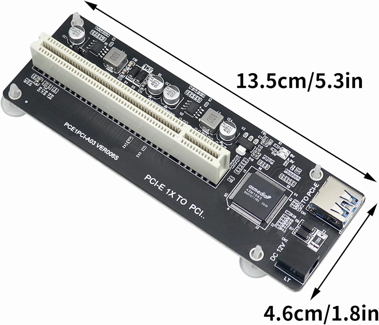 PCIe to PCI Adapter | Single/Dual Slot Converter with USB 3.0 Cable | Legacy Device Expansion for Audio Interfaces & Capture Cards