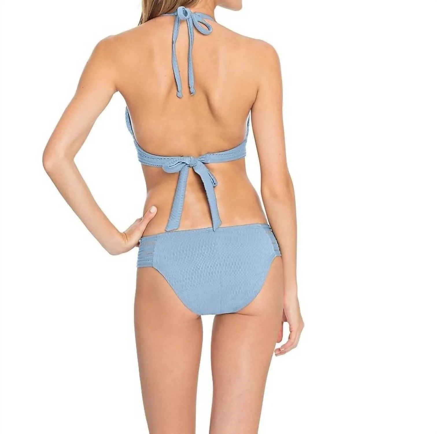 Perla Crochet Tab Bottom In Pacific Blue