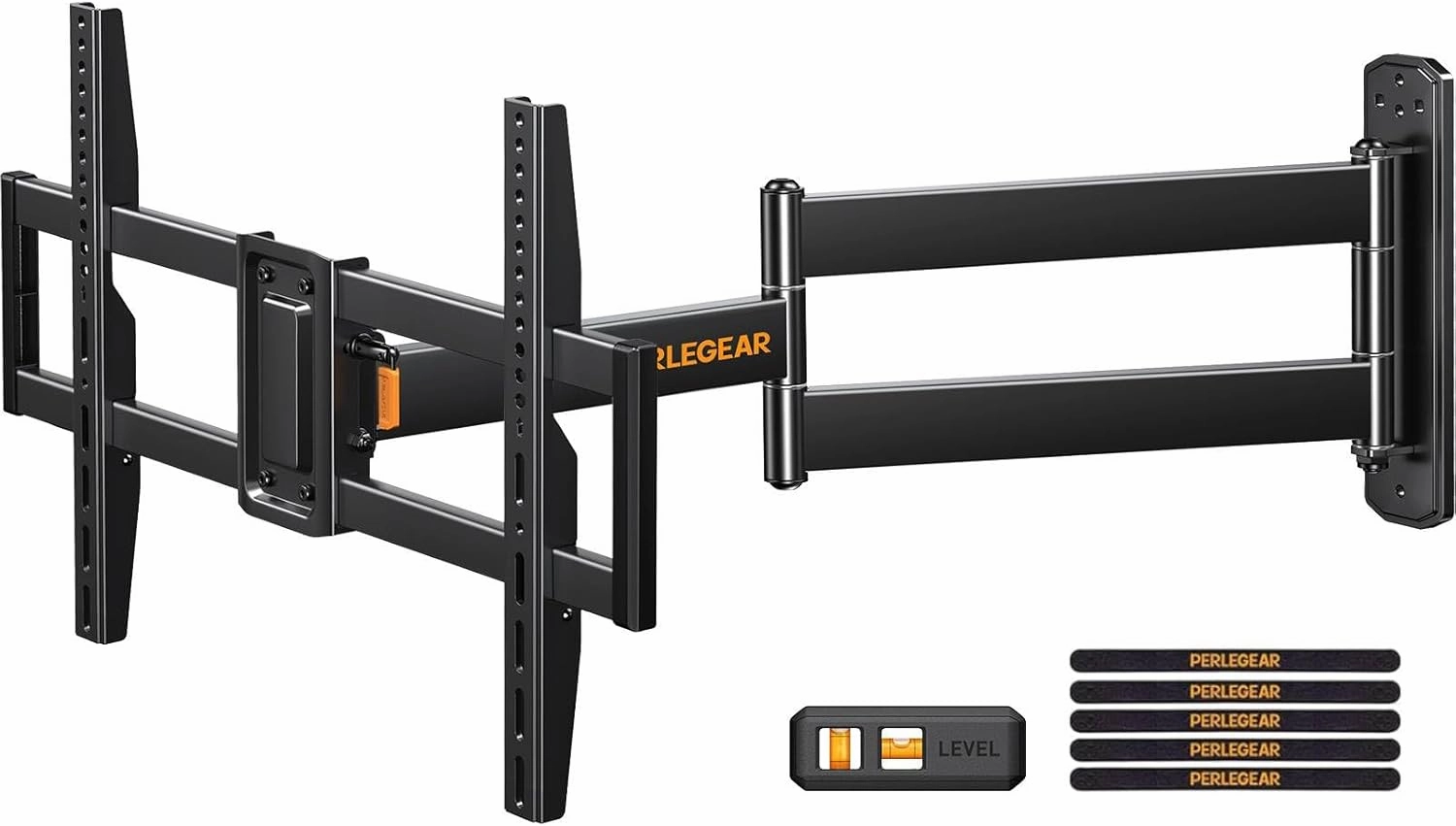 Perlegear Corner TV Wall Mount Long Arm TV Mount Bracket for 32-75 Inch TVs-Full Motion TV Wall Mount with 32.37 Extension & Swivel Articulating Arm & Tilt, MAX VESA 600x400mm, Holds up to 100 lbs speaker wall mount,audio bracket,AV wall mounting,