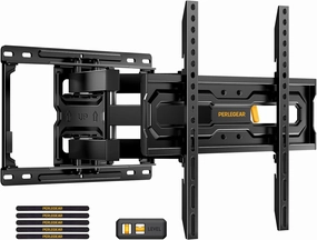 Perlegear Full Motion TV Mount for 32-65 Inch TVs up to 99 lbs, Max VESA 400x400mm, Fits 16/12 Wood Studs, Height Adjustable Pre-Assembled TV Wall Mount, Tool-Free Tilt, Swivel & Extension, PGMF21 speaker wall mount,audio bracket,AV wall mounting,